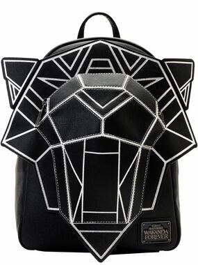 Loungefly Black Geometric Panther Backpack with White Trim